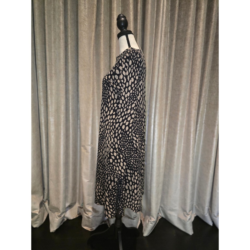 Hand Jive Wear Art‎ Womens Black Tan Abstract Pebble Long Sleeve Shift Dress S - Picture 4 of 9